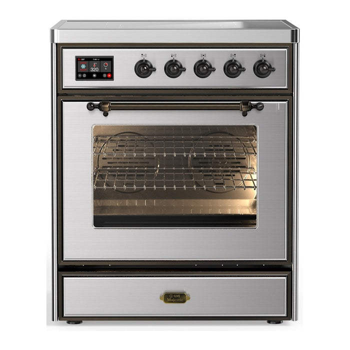 ILVE 30 Inch Majestic III Stainless Steel Induction with 4 Elements and 4 Cu. Ft. Oven Capacity in Triple Glass Door Burnished