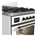 ILVE 30 Inch Majestic III White Dual Fuel Range with 5 Black Brass Burners, Dual Function Burner up to 25,000 BTU in Triple Glass Door Side