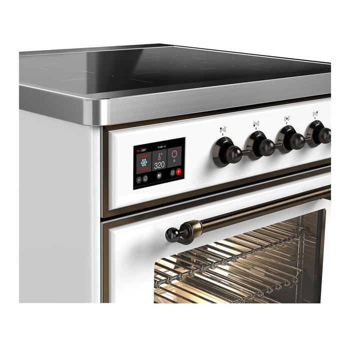 ILVE 30 Inch Majestic III White Induction with 4 Elements and 4 Cu. Ft. Oven Capacity in Triple Glass Door Side