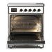 ILVE 30 Inch Majestic III White Induction with 4 Elements and 4 Cu. Ft. Oven Capacity in Triple Glass Door Open