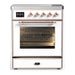 ILVE 30 Inch Majestic III White Induction with 4 Elements and 4 Cu. Ft. Oven Capacity in Triple Glass Door Copper