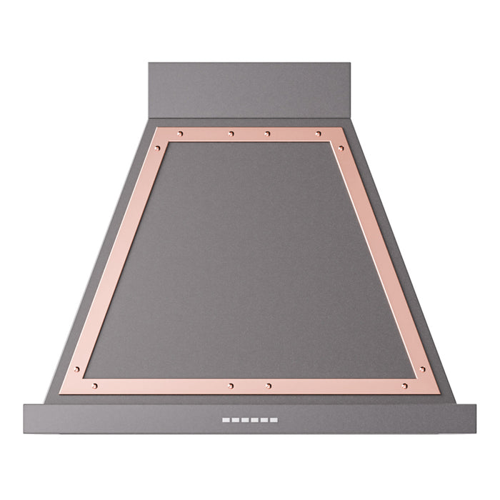 ILVE 30 Inch Nostalgie II Noblesse 600 CFM Wall Mount Matte Graphite Range Hood Copper