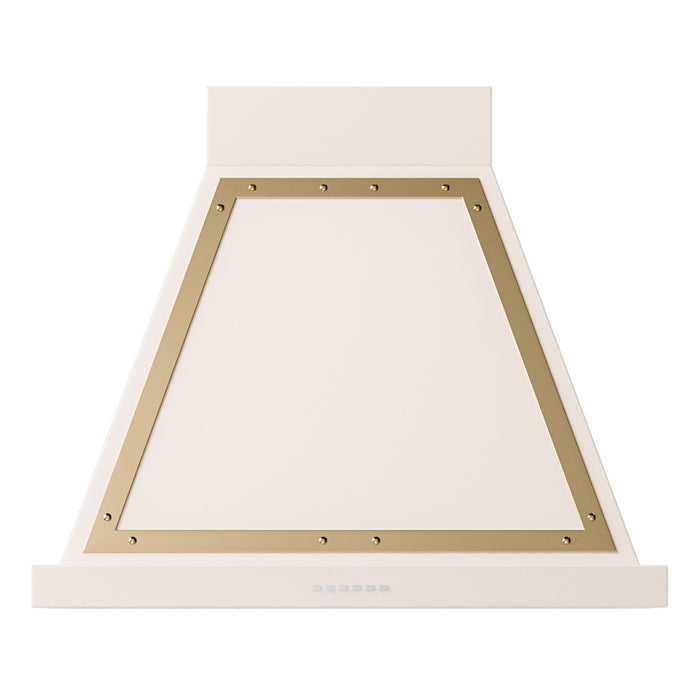ILVE 30 Inch Nostalgie II Noblesse 600 CFM Wall Mount Antique White Range Hood Brass