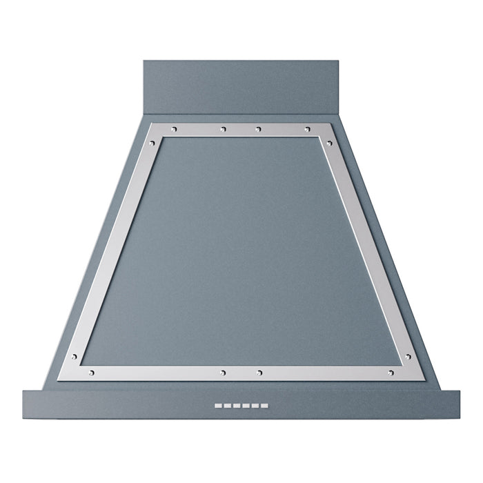 ILVE 30 Inch Nostalgie II Noblesse 600 CFM Wall Mount Blue Grey Range Hood Chrome