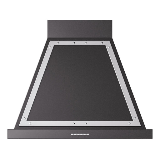 ILVE 30 Inch Nostalgie II Noblesse 600 CFM Wall Mount Glossy Black Range Hood Chrome