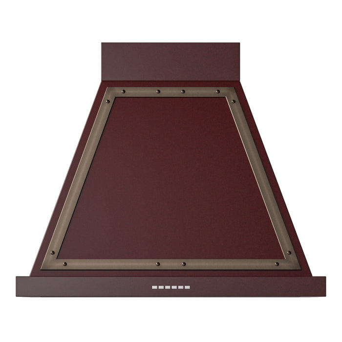ILVE 30 Inch Nostalgie II Noblesse 600 CFM Wall Mount Glossy Burgundy Hood Burnished