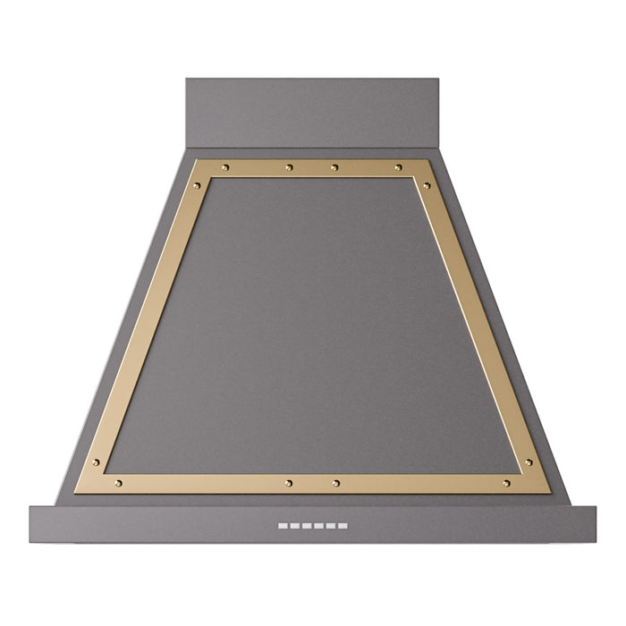 ILVE 30 Inch Nostalgie II Noblesse 600 CFM Wall Mount Matte Graphite Range Hood Brass