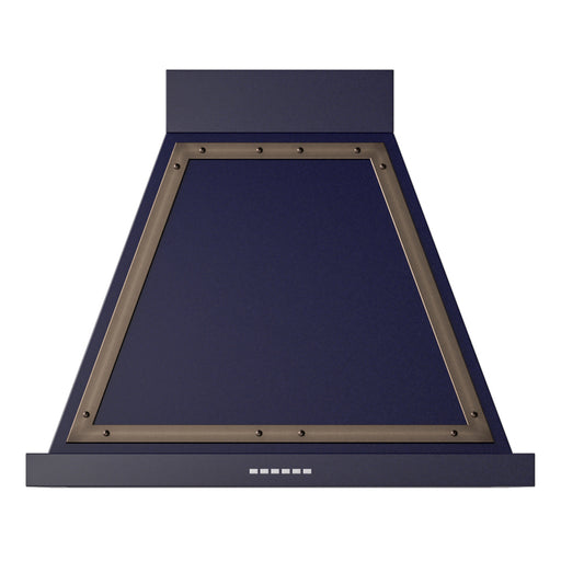 ILVE 30 Inch Nostalgie II Noblesse 600 CFM Wall Mount Midnight Blue Range Hood Burnished