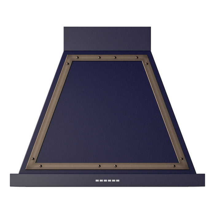 ILVE 30 Inch Nostalgie II Noblesse 600 CFM Wall Mount Midnight Blue Range Hood Burnished