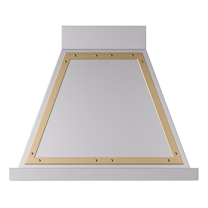 ILVE 30 Inch Nostalgie II Noblesse 600 CFM Wall Mount Stainless Steel Range Hood Brass