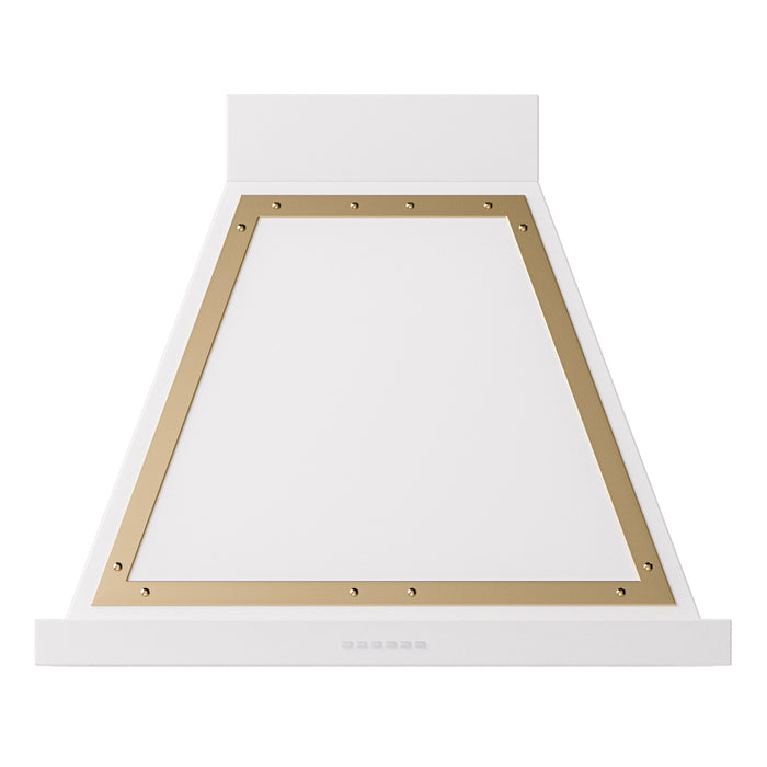 ILVE 30 Inch Nostalgie II Noblesse 600 CFM Wall Mount White Range Hood Brass