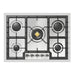 ILVE 30 Inch UHCPT75NSSCLP Nostalgie II Built-In Stainless Steel Liquid Propane Cooktop with 5 Burners in Chrome Knobs Front