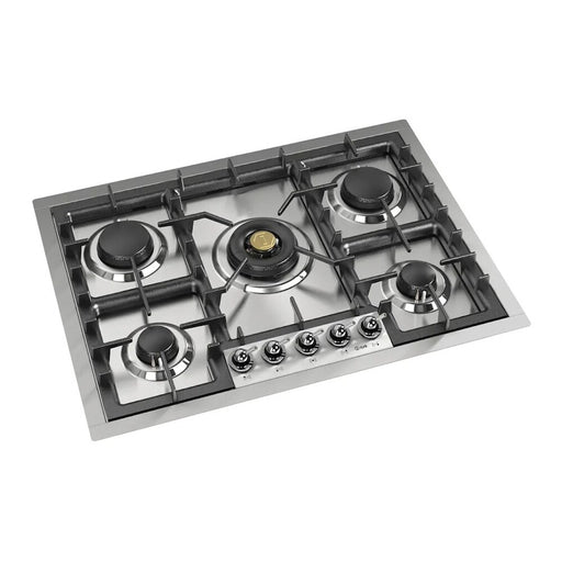 ILVE 30 Inch UHCPT75NSSCLP Nostalgie II Built-In Stainless Steel Liquid Propane Cooktop with 5 Burners in Chrome Knobs Main