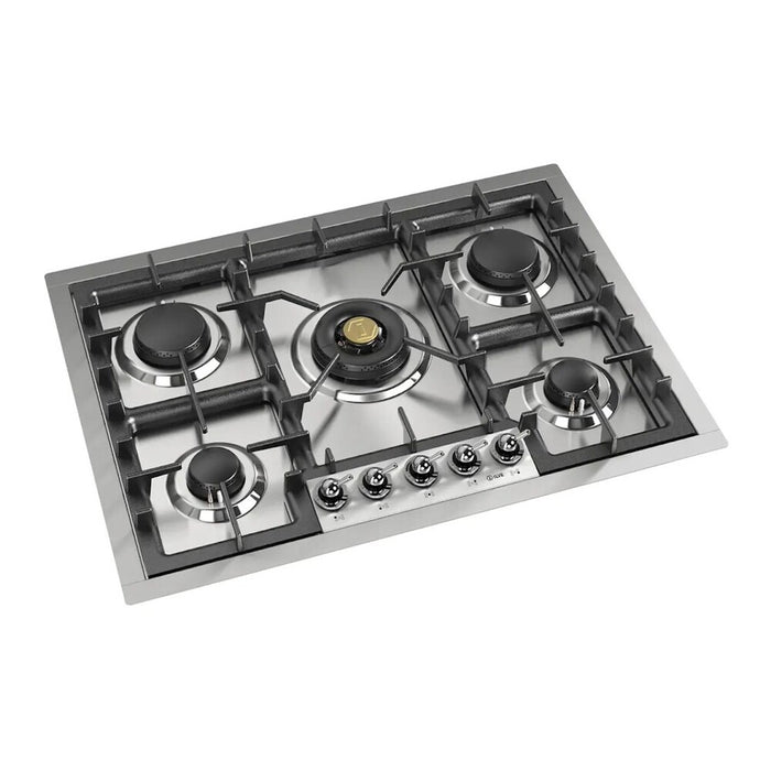 ILVE 30 Inch UHCPT75NSSCLP Nostalgie II Built-In Stainless Steel Liquid Propane Cooktop with 5 Burners in Chrome Knobs Main