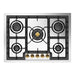 ILVE 30 Inch UHCPT75NSSGLP Nostalgie II Built-In Stainless Steel Liquid Propane Cooktop with 5 Burners in Brass Knobs Front