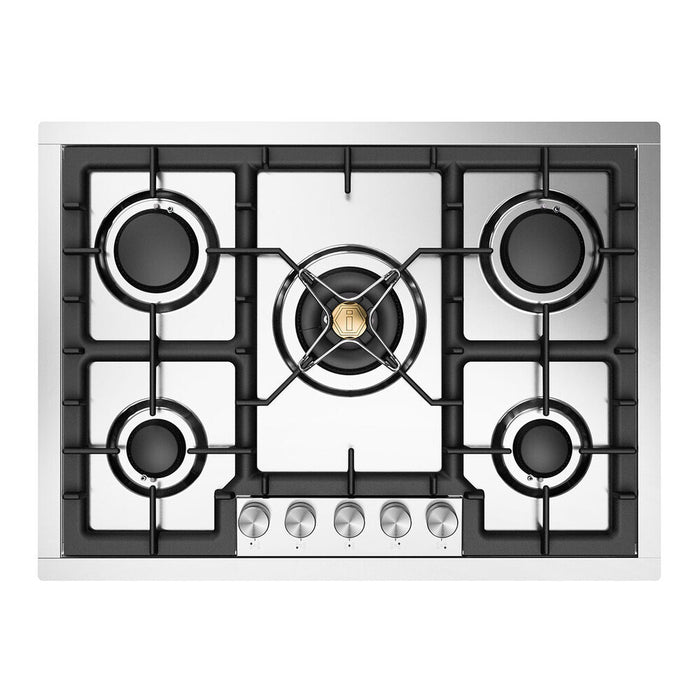 ILVE 30 Inch UHCPT75SSLP Professional Plus II Built-In Stainless Steel Liquid Propane Cooktop with 5 Sealed Burners Front