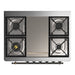 ILVE 36 Inch Majestic III Blue Grey Dual Fuel Range with 6 Black Brass Burners, Griddle and Dual Function Burner up to 25,000 BTU in Solid Door Cooktop