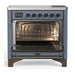 ILVE 36 Inch Majestic III Blue Grey Induction with 6 Elements and 3.5 Cu. Ft. Oven Capacity in Solid Door Open