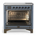 ILVE 36 Inch Majestic III Blue Grey Induction with 6 Elements and 3.5 Cu. Ft. Oven Capacity in Triple Glass Door Open