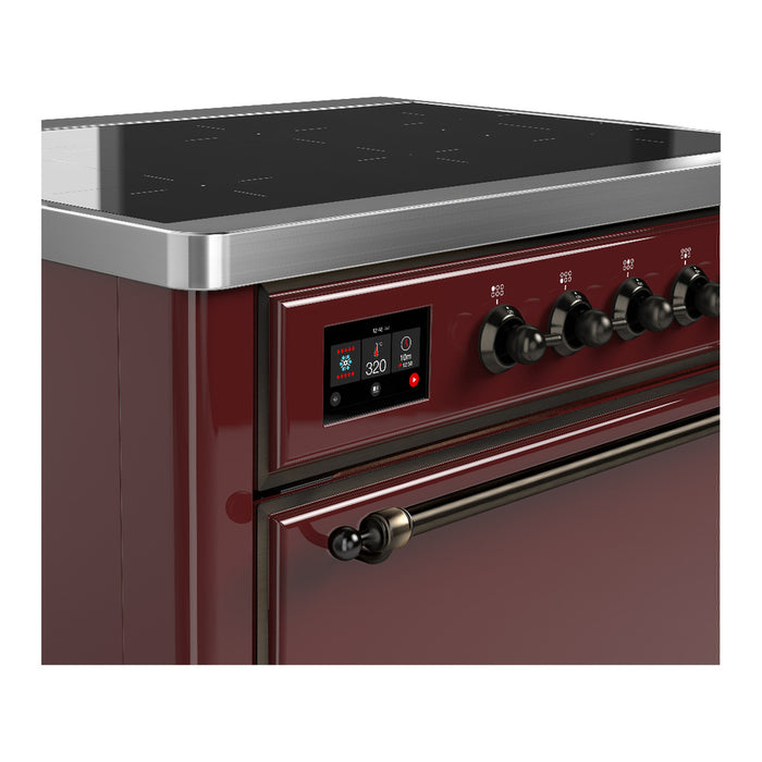 ILVE 36 Inch Majestic III Burgundy Induction with 6 Elements and 3.5 Cu. Ft. Oven Capacity in Solid Door Side