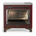 ILVE 36 Inch Majestic III Burgundy Induction with 6 Elements and 3.5 Cu. Ft. Oven Capacity in Solid Door Open