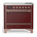 ILVE 36 Inch Majestic III Burgundy Induction with 6 Elements and 3.5 Cu. Ft. Oven Capacity in Solid Door Copper