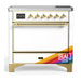 ILVE 36 Inch Majestic III Custom Color (RAL) Induction with 6 Elements and 3.5 Cu. Ft. Oven Capacity in Solid Door Brass