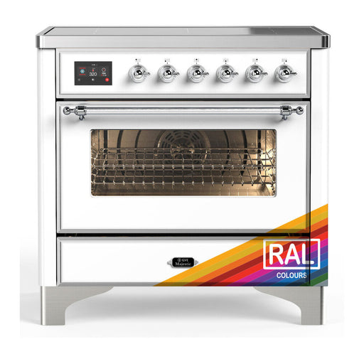 
ILVE 36 Inch Majestic III Custom Color (RAL) Induction with 6 Elements and 3.5 Cu. Ft. Oven Capacity in Triple Glass Door cHROME