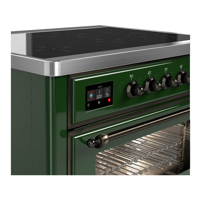 ILVE 36 Inch Majestic III Emerald Green Induction with 6 Elements and 3.5 Cu. Ft. Oven Capacity in Triple Glass Door Side