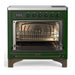 ILVE 36 Inch Majestic III Emerald Green Induction with 6 Elements and 3.5 Cu. Ft. Oven Capacity in Triple Glass Door Open
