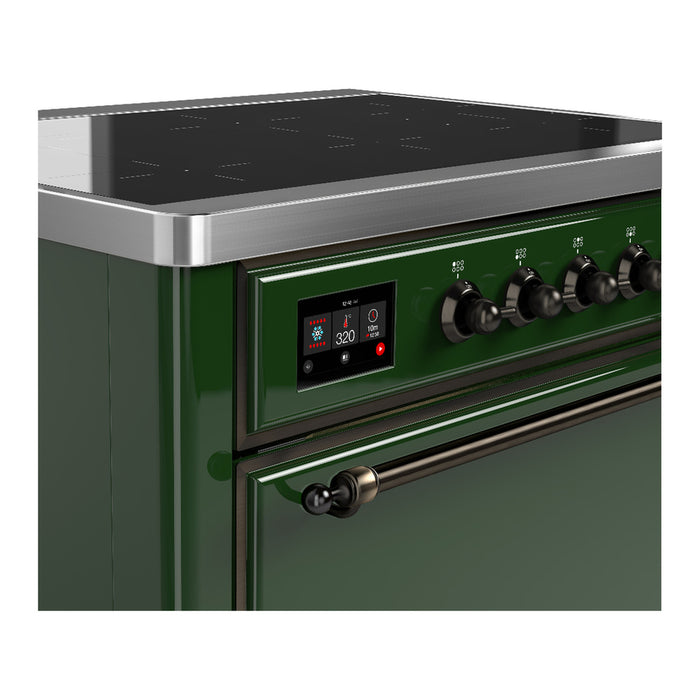 ILVE 36 Inch Majestic III Emerald Green Induction with 6 Elements and 3.5 Cu. Ft. Oven Capacity in Solid Door Side