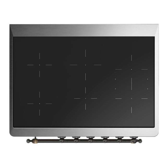 ILVE 36 Inch Majestic III Emerald Green Induction with 6 Elements and 3.5 Cu. Ft. Oven Capacity in Solid Door Cooktop