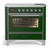 ILVE 36 Inch Majestic III Emerald Green Induction with 6 Elements and 3.5 Cu. Ft. Oven Capacity in Triple Glass Door Chrome