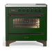 ILVE 36 Inch Majestic III Emerald Green Induction with 6 Elements and 3.5 Cu. Ft. Oven Capacity in Triple Glass Door Burnished