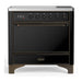 ILVE 36 Inch Majestic III Glossy Black Induction with 6 Elements and 3.5 Cu. Ft. Oven Capacity in Solid Door Burnished