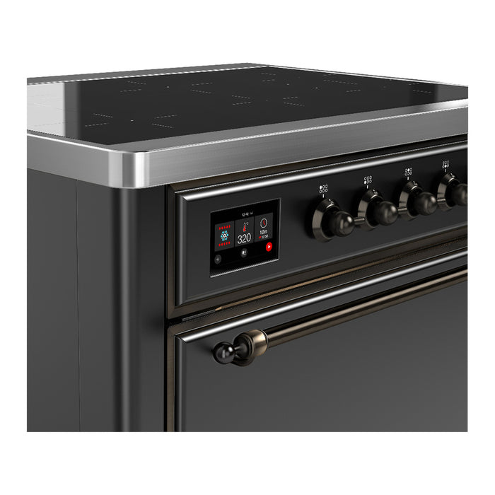 ILVE 36 Inch Majestic III Matte Graphite Induction with 6 Elements and 3.5 Cu. Ft. Oven Capacity in Solid Door Side