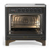 ILVE 36 Inch Majestic III Matte Graphite Induction with 6 Elements and 3.5 Cu. Ft. Oven Capacity in Triple Glass Door Open