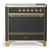 ILVE 36 Inch Majestic III Matte Graphite Induction with 6 Elements and 3.5 Cu. Ft. Oven Capacity in Solid Door Brass