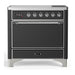 ILVE 36 Inch Majestic III Matte Graphite Induction with 6 Elements and 3.5 Cu. Ft. Oven Capacity in Solid Door Chrome