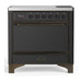 ILVE 36 Inch Majestic III Matte Graphite Induction with 6 Elements and 3.5 Cu. Ft. Oven Capacity in Solid Door Burnished