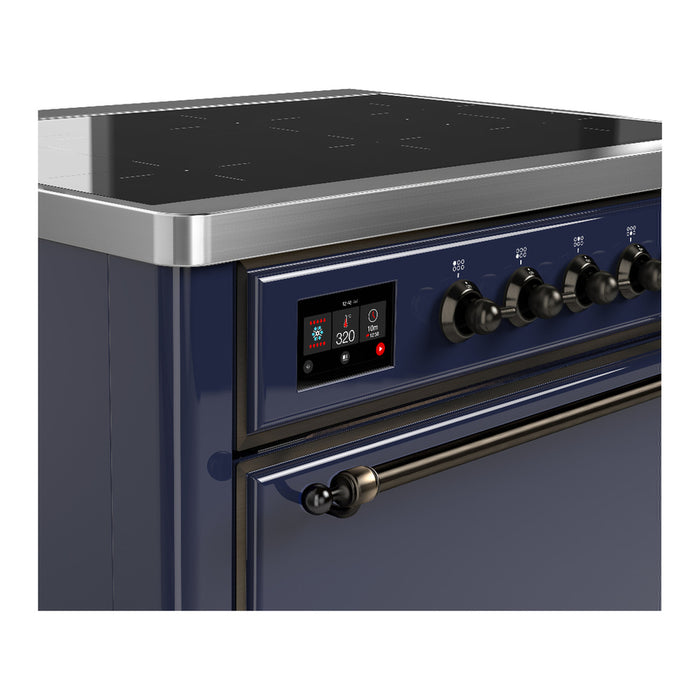 ILVE 36 Inch Majestic III Midnight Blue Induction with 6 Elements and 3.5 Cu. Ft. Oven Capacity in Solid Door Side