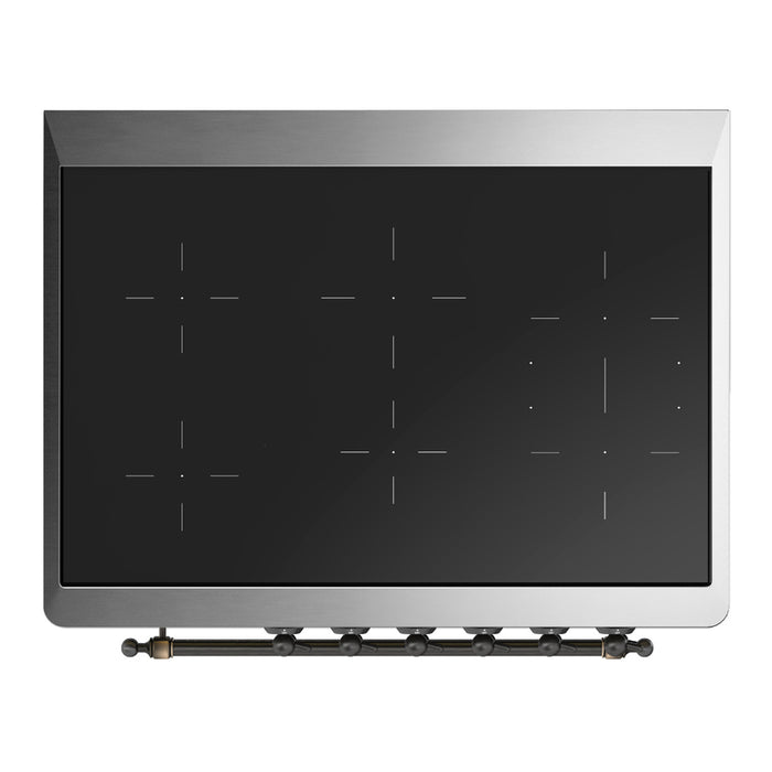 ILVE 36 Inch Majestic III Midnight Blue Induction with 6 Elements and 3.5 Cu. Ft. Oven Capacity in Triple Glass Door Cooktop