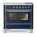 ILVE 36 Inch Majestic III Midnight Blue Induction with 6 Elements and 3.5 Cu. Ft. Oven Capacity in Triple Glass Door Chrome
