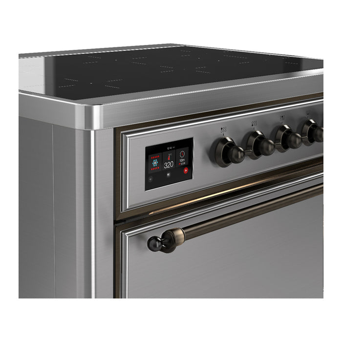 ILVE 36 Inch Majestic III Stainless Steel Induction with 6 Elements and 3.5 Cu. Ft. Oven Capacity in Solid Door Side