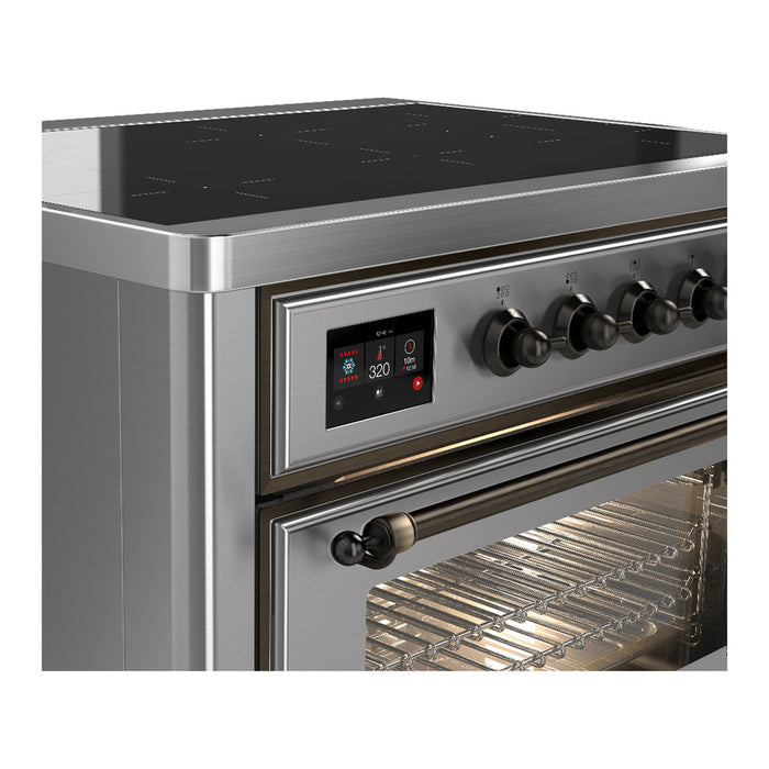 ILVE 36 Inch Majestic III Stainless Steel Induction with 6 Elements and 3.5 Cu. Ft. Oven Capacity in Triple Glass Door Side
