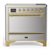 ILVE 36 Inch Majestic III Stainless Steel Induction with 6 Elements and 3.5 Cu. Ft. Oven Capacity in Solid Door Brass