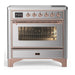 ILVE 36 Inch Majestic III Stainless Steel Induction with 6 Elements and 3.5 Cu. Ft. Oven Capacity in Triple Glass Door Copper