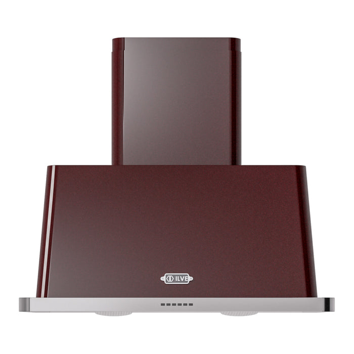 ILVE 36 Inch Majestic II 600 CFM Wall Mount Range Hood Burgundy