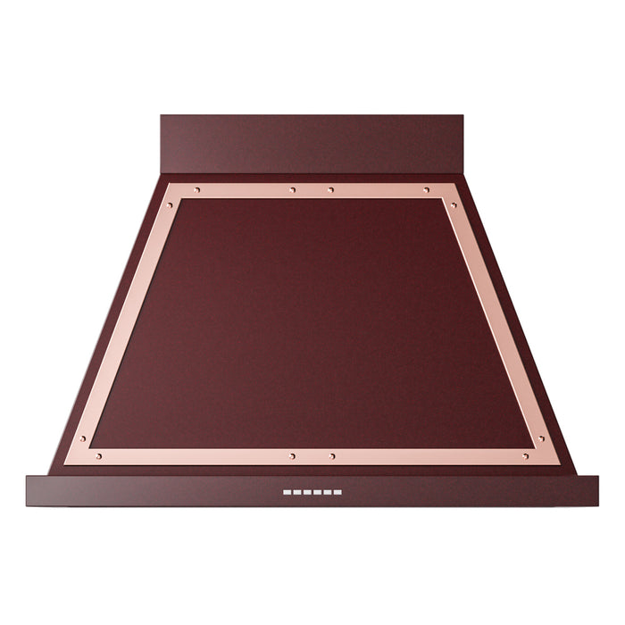 ILVE 36 Inch Nostalgie II Noblesse 600 CFM Wall Mount Burgundy Range Hood Copper