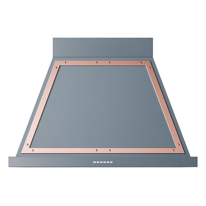 ILVE 36 Inch Nostalgie II Noblesse 600 CFM Wall Mount Blue Grey Range Hood Copper